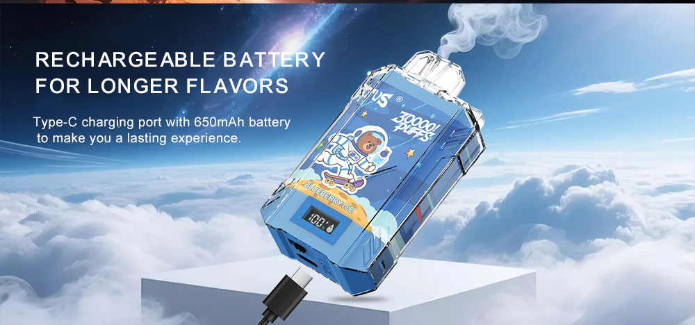 DE017 Cigarette électronique jetable Puff 30000 Taff avec affichage LED débit d'air rechargeable et réglable ATVS Vape