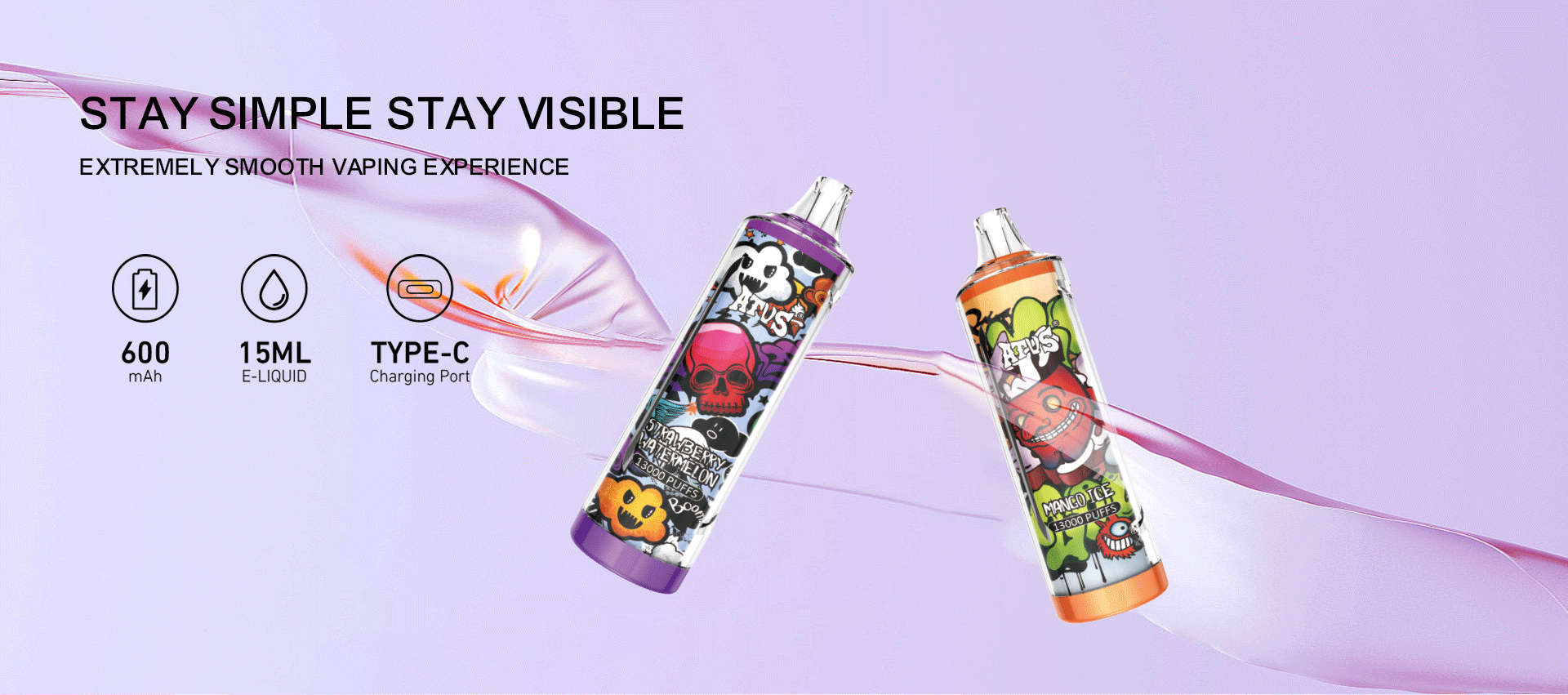 DE018 Vape jetable 13000 bouffées avec batterie rechargeable ATVS Vape