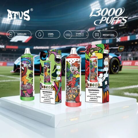 DE018 Vape jetable 13000 bouffées avec batterie rechargeable ATVS Vape