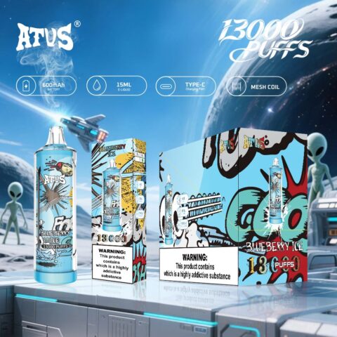 DE018 Vape jetable 13000 bouffées avec batterie rechargeable ATVS Vape