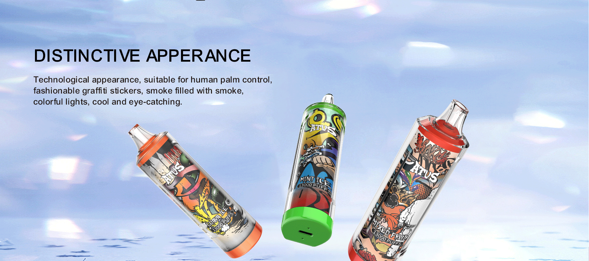 DE018 Vape jetable 13000 bouffées avec batterie rechargeable ATVS Vape