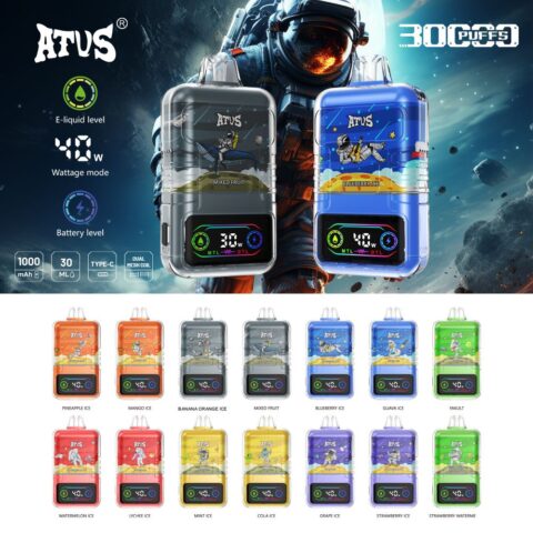 DE021 Cigarette électronique jetable Puff 30000 Taff avec Afficheur LED rechargeable et débit d'air réglable MTL DTL ATVS Vape