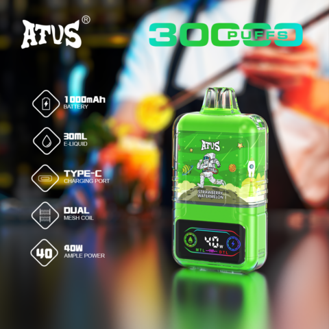 DE021 Cigarette électronique jetable Puff 30000 Taff avec Afficheur LED rechargeable et débit d'air réglable MTL DTL ATVS Vape