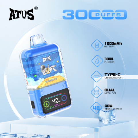 DE021 Cigarette électronique jetable Puff 30000 Taff avec Afficheur LED rechargeable et débit d'air réglable MTL DTL ATVS Vape