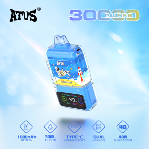 DE021 Cigarette électronique jetable Puff 30000 Taff avec Afficheur LED rechargeable et débit d'air réglable MTL DTL ATVS Vape