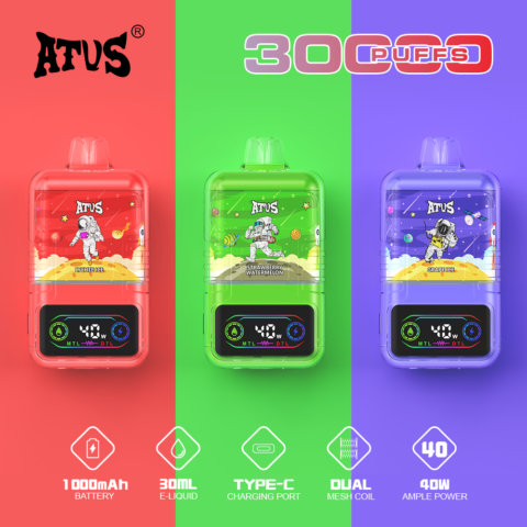 DE021 Cigarette électronique jetable Puff 30000 Taff avec Afficheur LED rechargeable et débit d'air réglable MTL DTL ATVS Vape