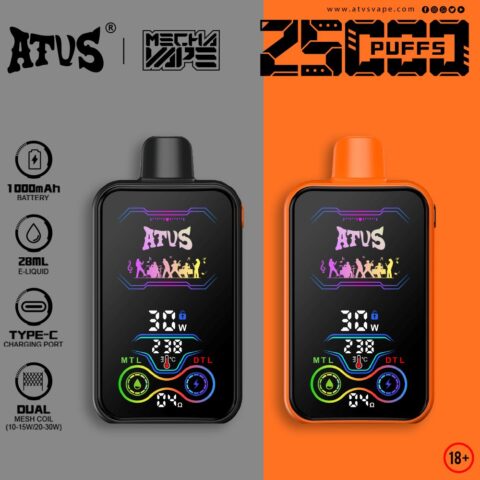 DE021 Cigarette électronique jetable Puff 30000 Taff avec Afficheur LED rechargeable et débit d'air réglable MTL DTL ATVS Vape