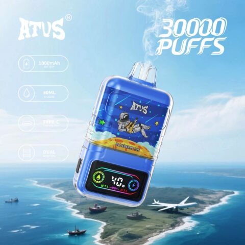 DE021 Cigarette électronique jetable Puff 30000 Taff avec Afficheur LED rechargeable et débit d'air réglable MTL DTL ATVS Vape