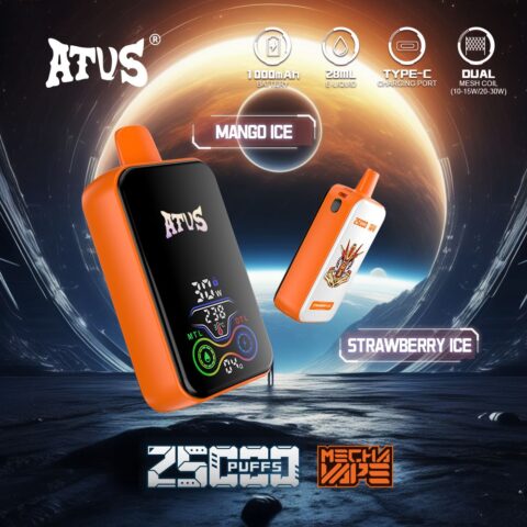 DE022 Cigarette électronique jetable Puff 25000 Taff avec Plein écran rechargeable et débit d'air réglable ATVS Vape