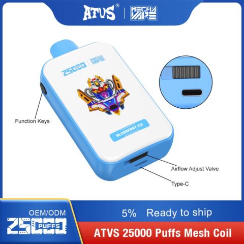 DE022 Cigarette électronique jetable Puff 25000 Taff avec Plein écran rechargeable et débit d'air réglable ATVS Vape