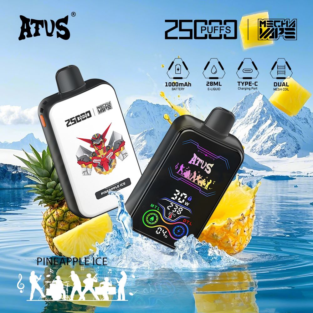 DE022 Cigarette électronique jetable Puff 25000 Taff avec Plein écran rechargeable et débit d'air réglable ATVS Vape