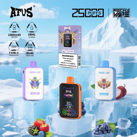 DE022 Cigarette électronique jetable Puff 25000 Taff avec Plein écran rechargeable et débit d'air réglable ATVS Vape