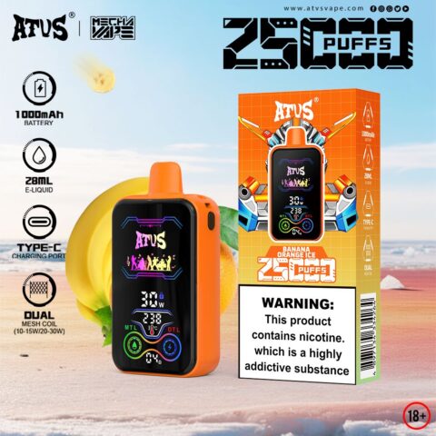 DE022 Cigarette électronique jetable Puff 25000 Taff avec Plein écran rechargeable et débit d'air réglable ATVS Vape