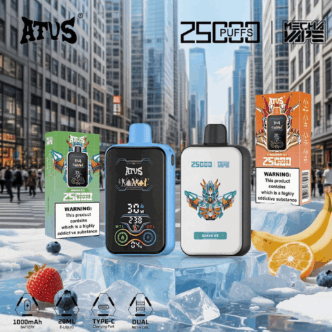 DE022 Cigarette électronique jetable Puff 25000 Taff avec Plein écran rechargeable et débit d'air réglable ATVS Vape