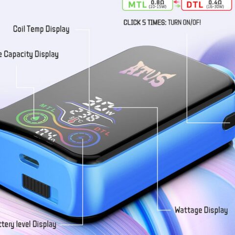 DE022 Cigarette électronique jetable Puff 25000 Taff avec Plein écran rechargeable et débit d'air réglable ATVS Vape