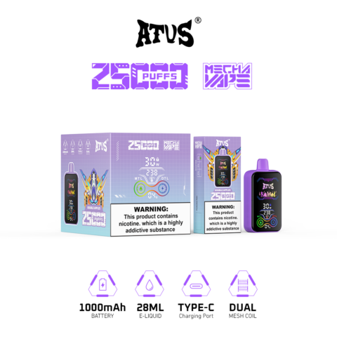 DE022 Cigarette électronique jetable Puff 35000 Taff avec Plein écran rechargeable et débit d'air réglable ATVS Vape