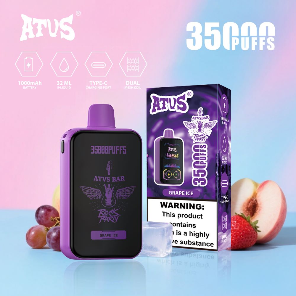 DE022 Cigarette électronique jetable Puff 35000 Taff avec Plein écran rechargeable et débit d'air réglable ATVS Vape