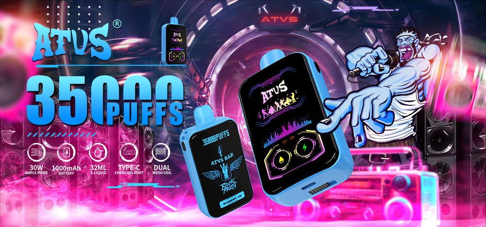 DE022 Cigarette électronique jetable Puff 35000 Taff avec Plein écran rechargeable et débit d'air réglable ATVS Vape