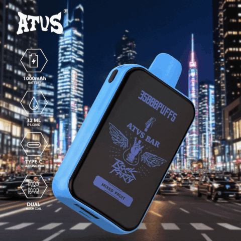 DE022 Cigarette électronique jetable Puff 35000 Taff avec Plein écran rechargeable et débit d'air réglable ATVS Vape