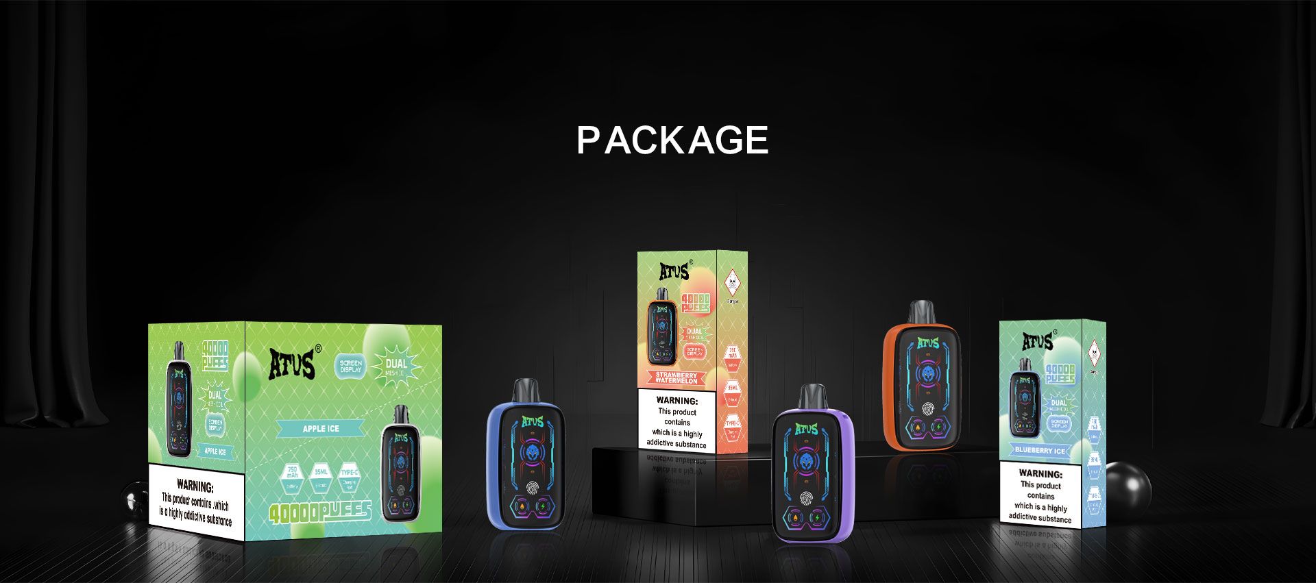 DE023 Vape jetable 40000 bouffées avec écran complet rechargeable et flux d'air réglable ATVS Vape