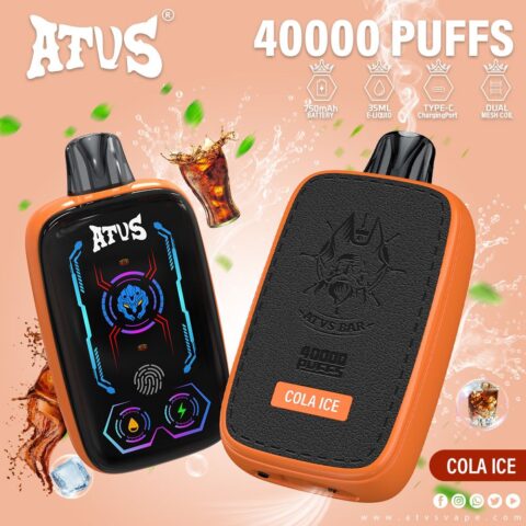 DE023 Vape jetable 40000 bouffées avec écran complet rechargeable et flux d'air réglable ATVS Vape
