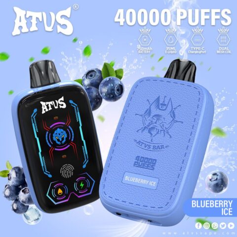 DE023 Vape jetable 40000 bouffées avec écran complet rechargeable et flux d'air réglable ATVS Vape