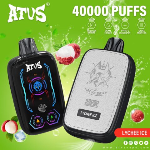 DE023 Vape jetable 40000 bouffées avec écran complet rechargeable et flux d'air réglable ATVS Vape