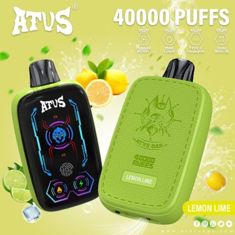 DE023 Vape jetable 40000 bouffées avec écran complet rechargeable et flux d'air réglable ATVS Vape