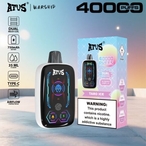 DE023 Vape jetable 40000 bouffées avec écran complet rechargeable et flux d'air réglable ATVS Vape