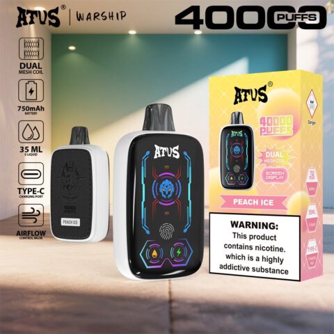 DE023 Vape jetable 40000 bouffées avec écran complet rechargeable et flux d'air réglable ATVS Vape
