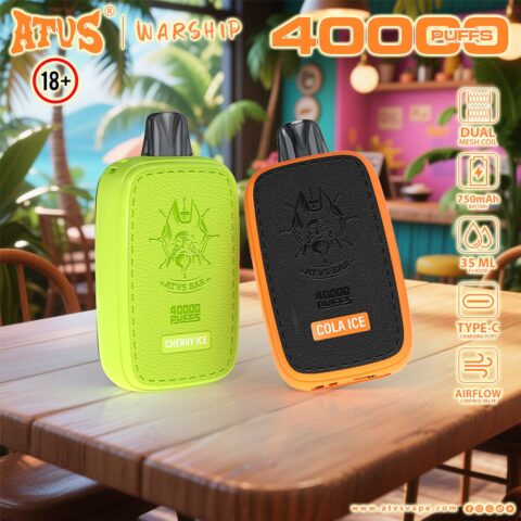 DE023 Vape jetable 40000 bouffées avec écran complet rechargeable et flux d'air réglable ATVS Vape