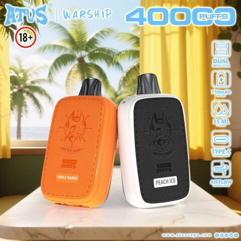 DE023 Vape jetable 40000 bouffées avec écran complet rechargeable et flux d'air réglable ATVS Vape