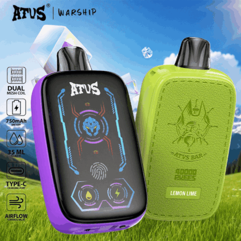 DE023 Vape jetable 40000 bouffées avec écran complet rechargeable et flux d'air réglable ATVS Vape