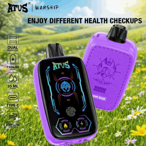 DE023 Vape jetable 40000 bouffées avec écran complet rechargeable et flux d'air réglable ATVS Vape