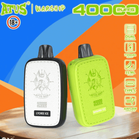 DE023 Vape jetable 40000 bouffées avec écran complet rechargeable et flux d'air réglable ATVS Vape