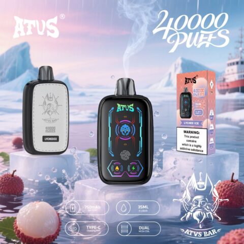 DE023 Vape jetable 40000 bouffées avec écran complet rechargeable et flux d'air réglable ATVS Vape