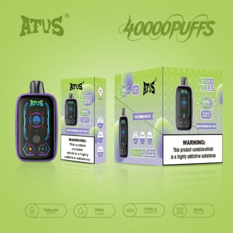 DE023 Vape jetable 40000 bouffées avec écran complet rechargeable et flux d'air réglable ATVS Vape