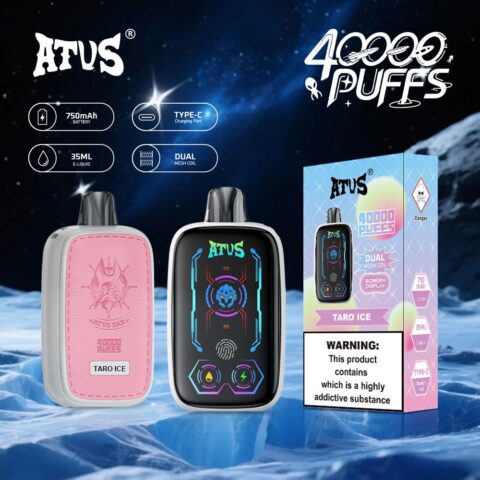 DE023 Vape jetable 40000 bouffées avec écran complet rechargeable et flux d'air réglable ATVS Vape