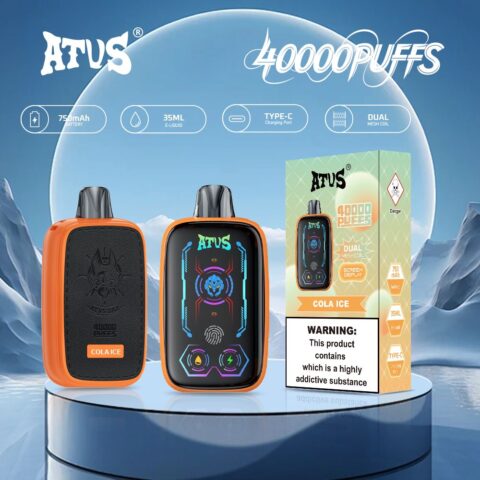 DE023 Vape jetable 40000 bouffées avec écran complet rechargeable et flux d'air réglable ATVS Vape