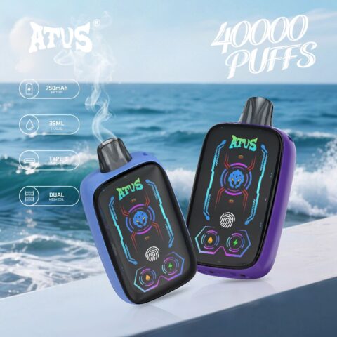 DE023 Vape jetable 40000 bouffées avec écran complet rechargeable et flux d'air réglable ATVS Vape