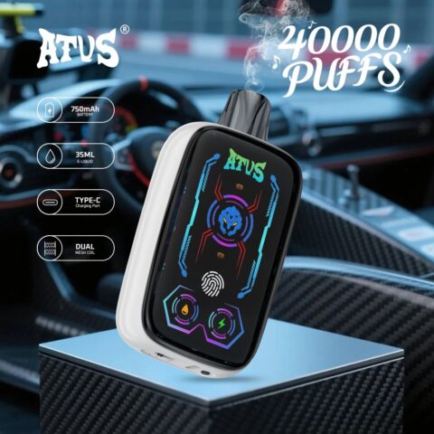 DE023 Vape jetable 40000 bouffées avec écran complet rechargeable et flux d'air réglable ATVS Vape
