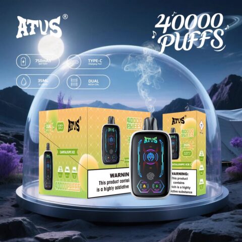 DE023 Vape jetable 40000 bouffées avec écran complet rechargeable et flux d'air réglable ATVS Vape
