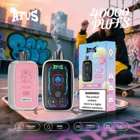 DE023 Vape jetable 40000 bouffées avec écran complet rechargeable et flux d'air réglable ATVS Vape