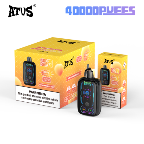 DE023 Vape jetable 40000 bouffées avec écran complet rechargeable et flux d'air réglable ATVS Vape