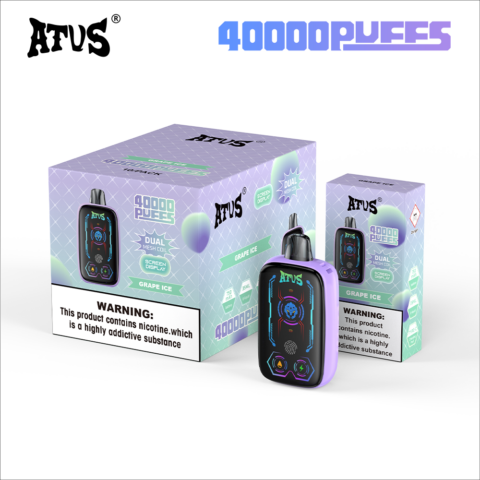 DE023 Vape jetable 40000 bouffées avec écran complet rechargeable et flux d'air réglable ATVS Vape