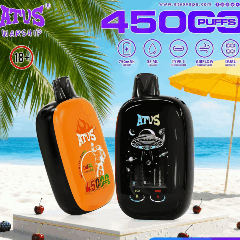 DE023 Vape jetable 40000 bouffées avec écran complet rechargeable et flux d'air réglable ATVS Vape