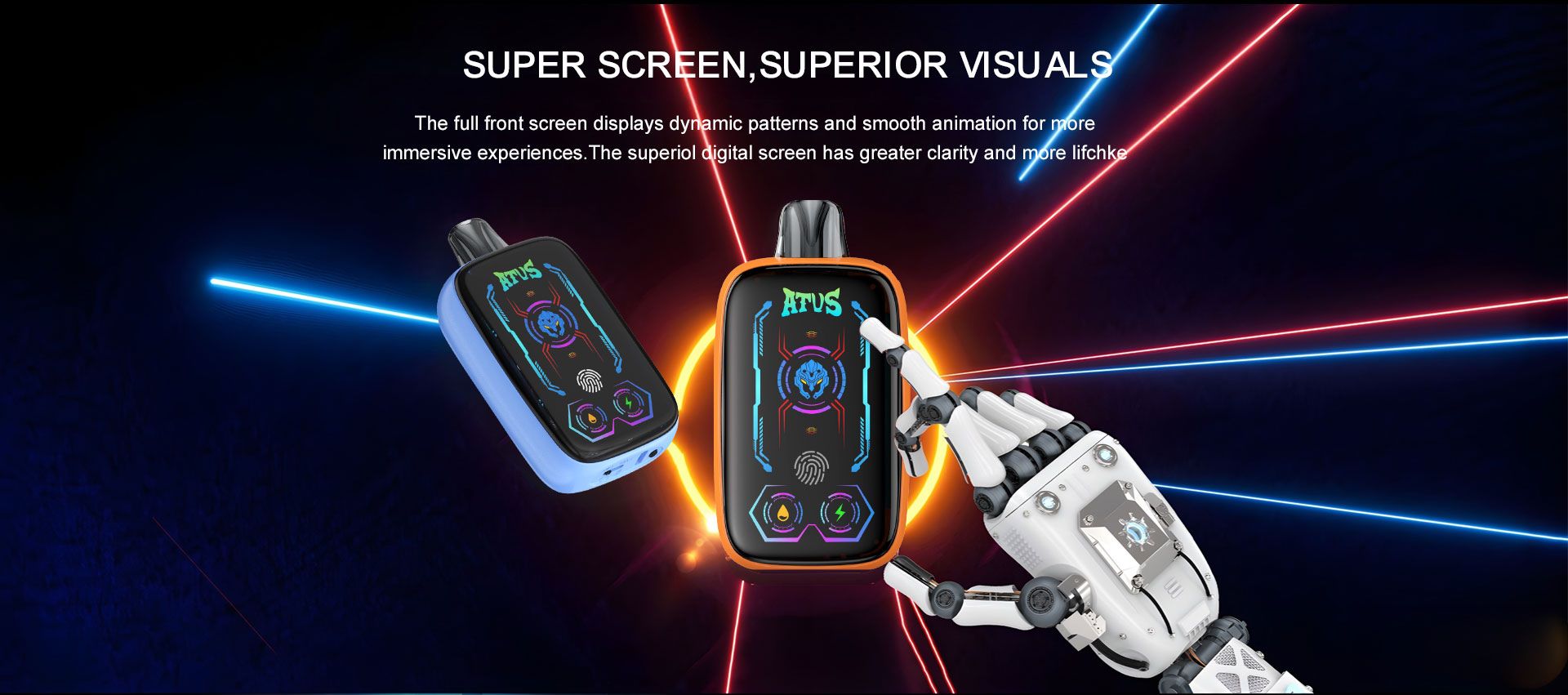 DE023 Vape jetable 40000 bouffées avec écran complet rechargeable et flux d'air réglable ATVS Vape