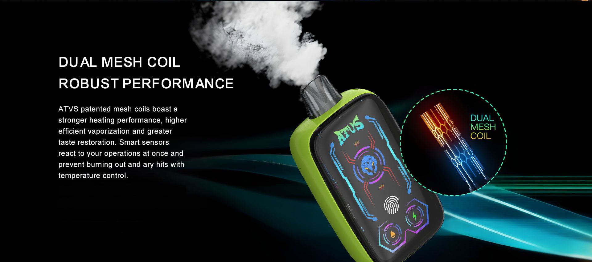 DE023 Vape jetable 40000 bouffées avec écran complet rechargeable et flux d'air réglable ATVS Vape
