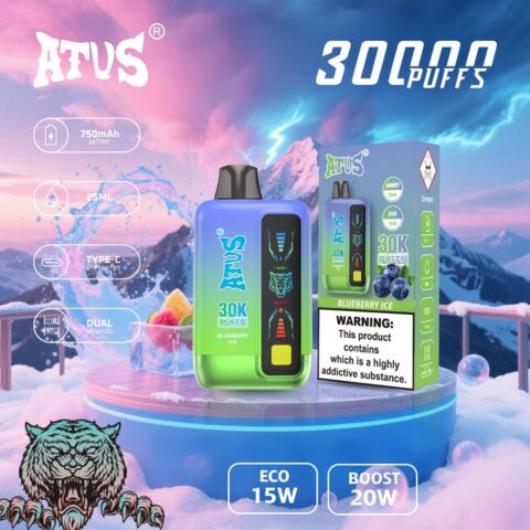 DE026 Vape jetable 30000 bouffées avec écran d'affichage LED et débit d'air réglable ATVS Vape