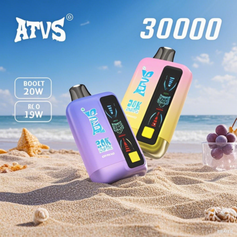 DE026 Vape jetable 30000 bouffées avec écran d'affichage LED et débit d'air réglable ATVS Vape